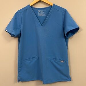 Figs Classic Blue V-Neck Shirt Scrubs Medium